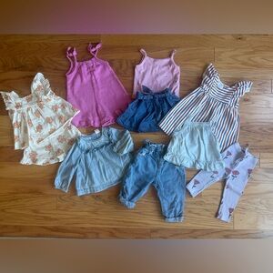 10 piece baby girl bundle - vibrant fun patterns and summer colors - sizes 6-12m